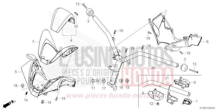 STEERING HANDLE/HANDLE COVER for Forza 350 MAT PEARL COOL WHITE (NHB44) from 2025